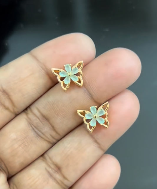 CZ light green butterfly studs