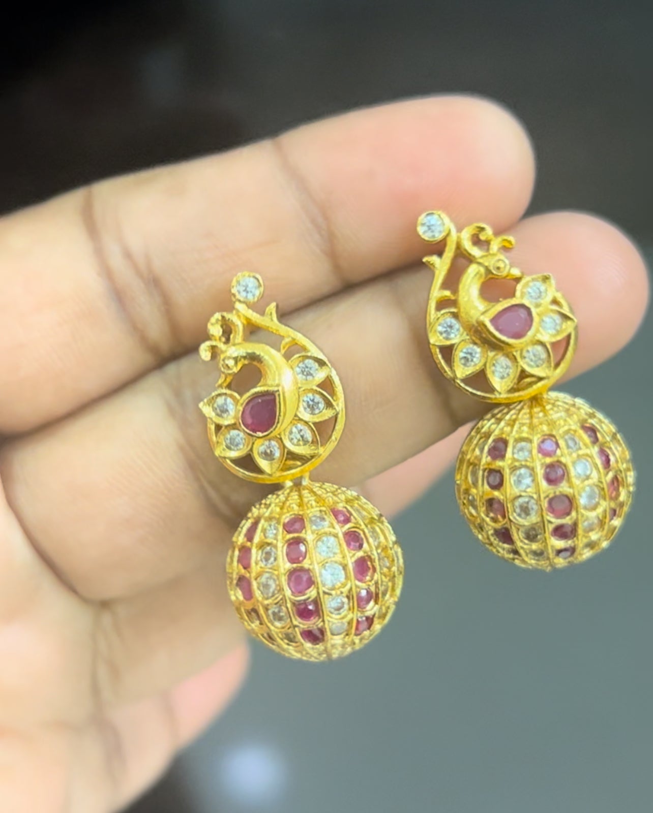 Fancy peacock kempu earrings