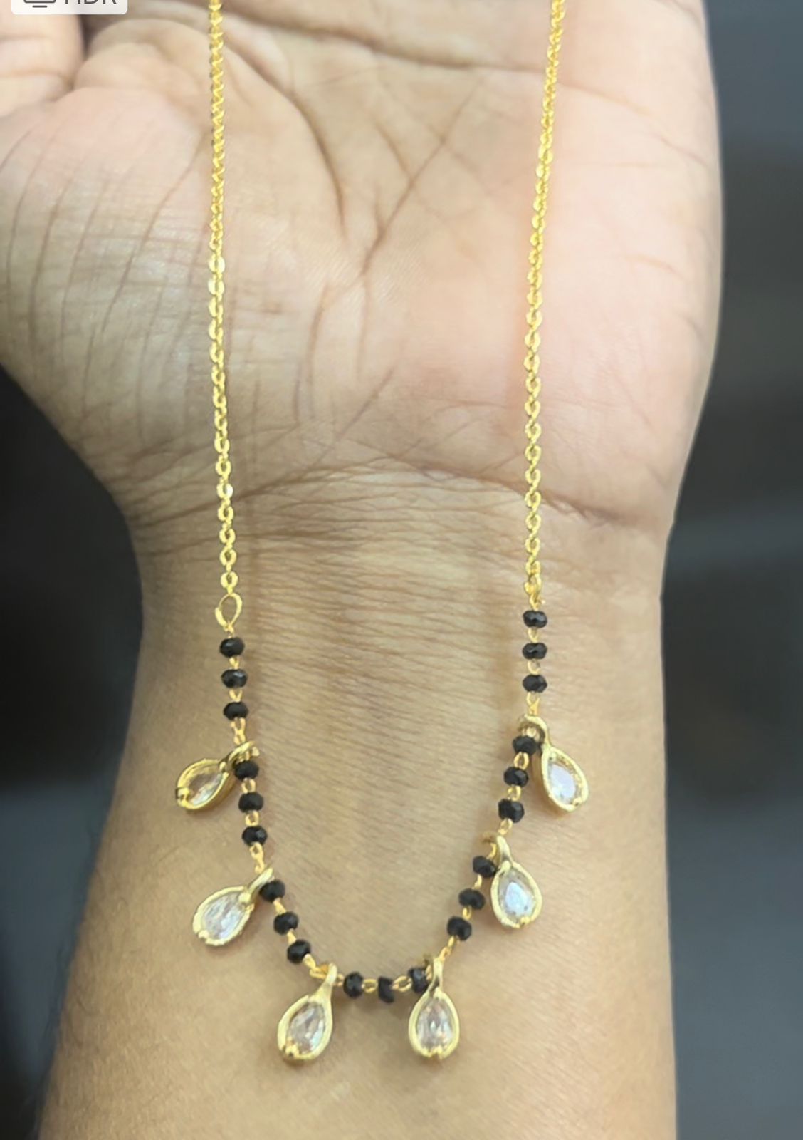 CZ Stones short black beads chain