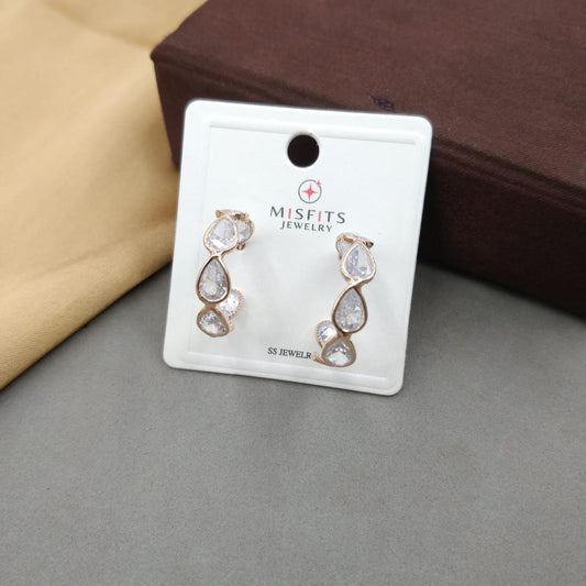 CZ hoop type studs with white stones