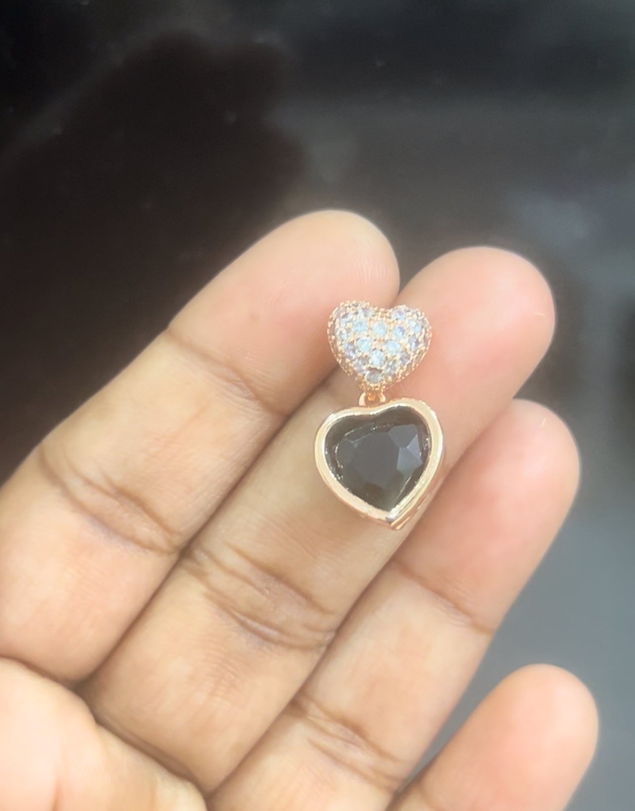 CZ full stones love symbol with black love stones hanging