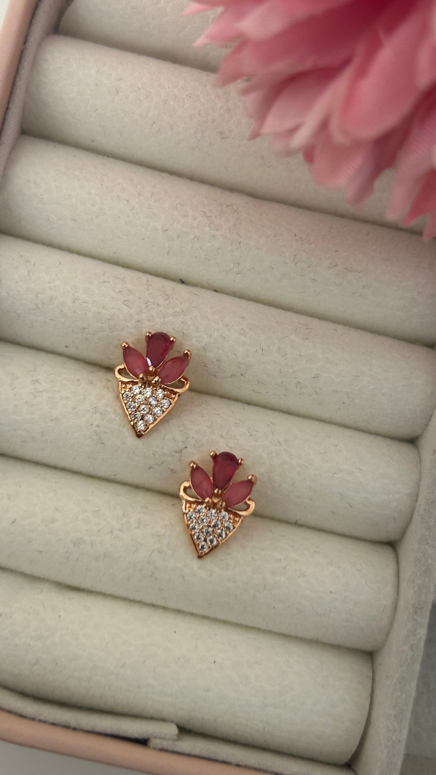 Pastel Leaf Design Stone Studs for Women