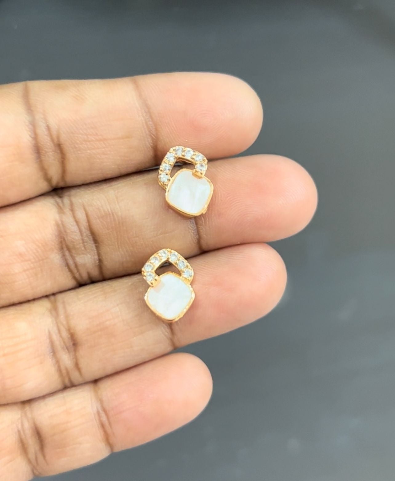 White stone trendy small stud earrings