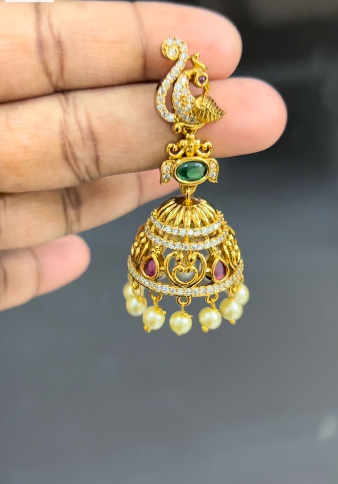 Gold Plated Peacock Traditional Jhumka