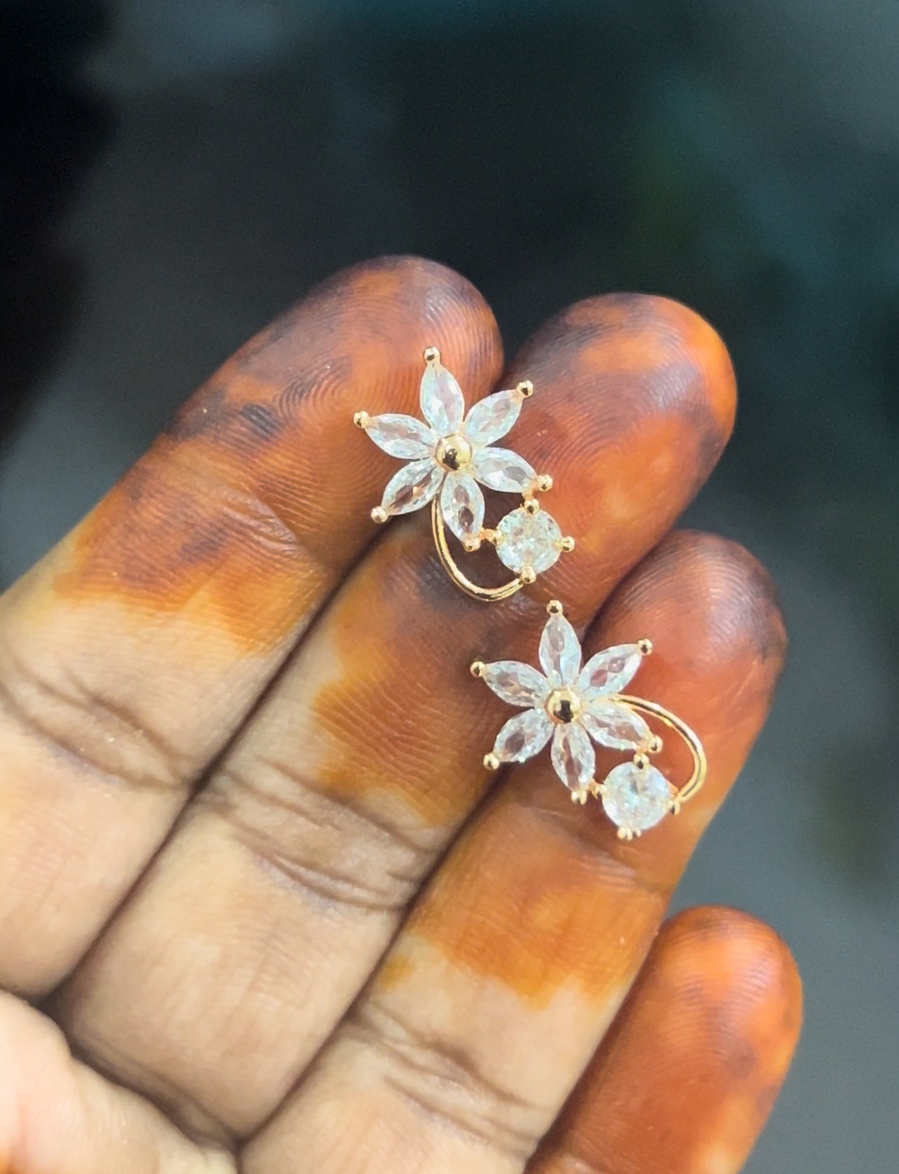 CZ white flower stud