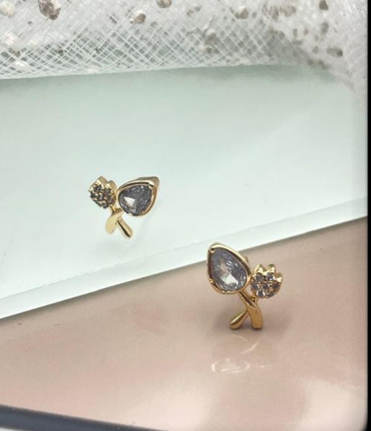 CZ small studs with flower