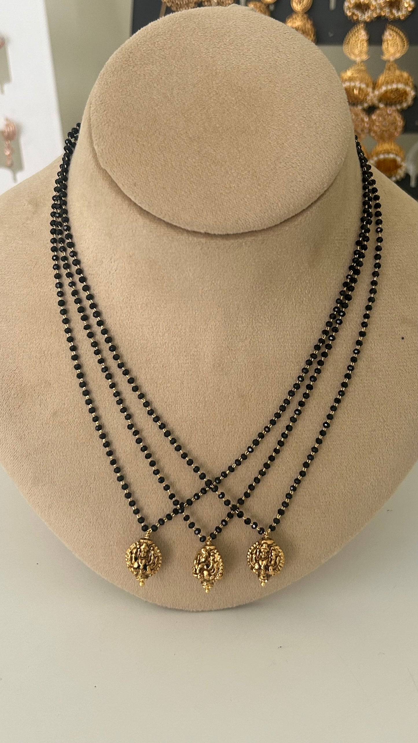 Black beads with lakshmi devi nakshi ball