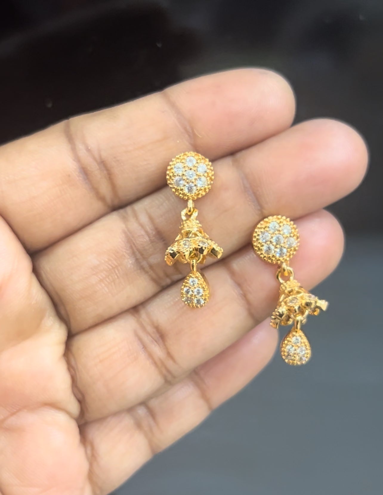 CZ small Jumka stud with round shape