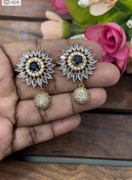 CZ color changeable flower stud