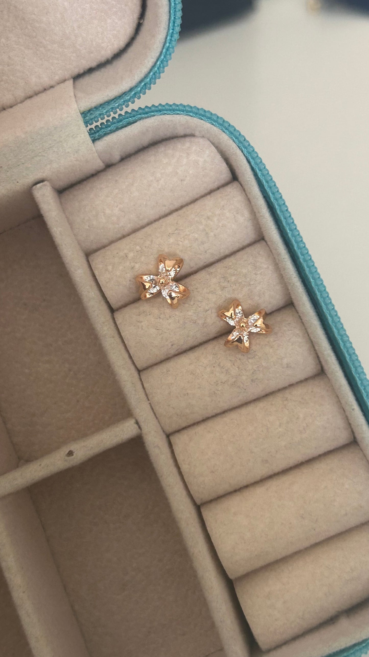 CZ 3 petal flower stud