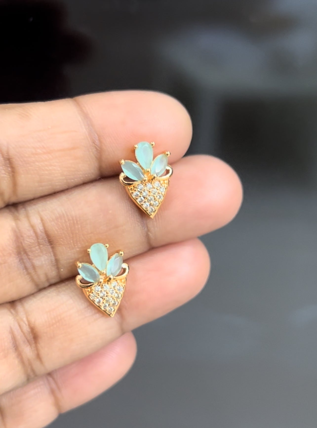 CZ coneshape studs in colour