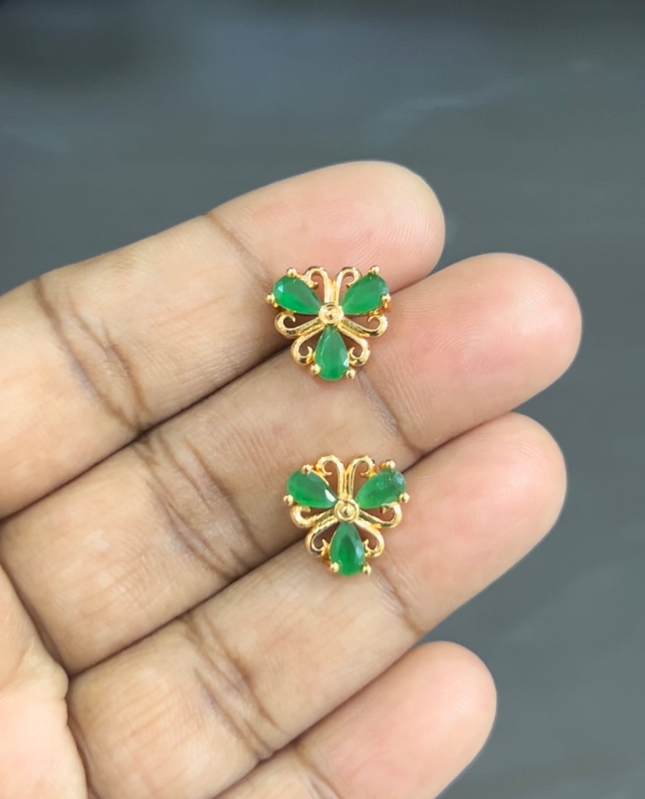 CZ 3 petal flower stud