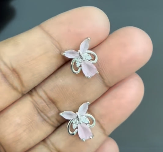 CZ peach color butterfly shaped studs