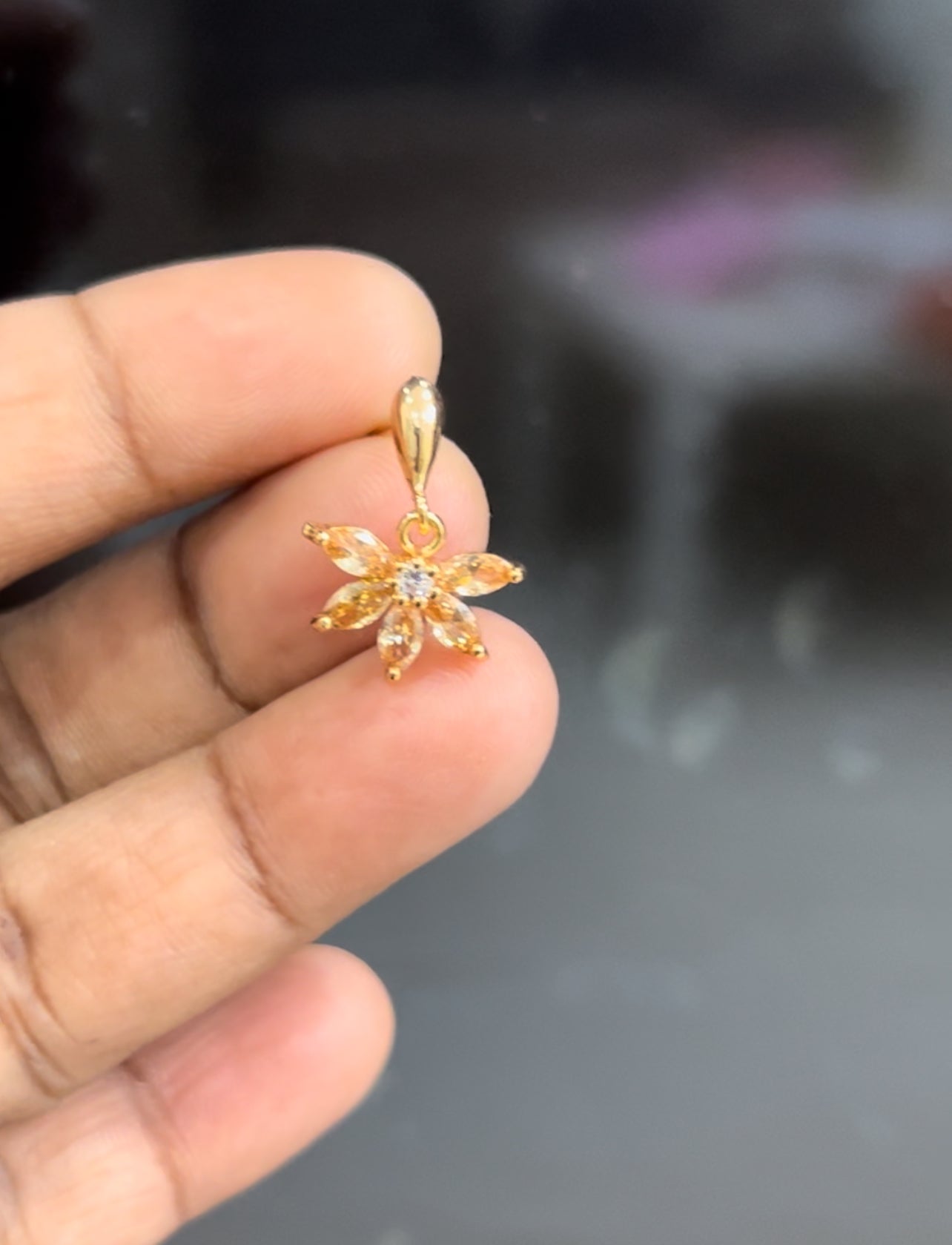 CZ gold flower stud drops