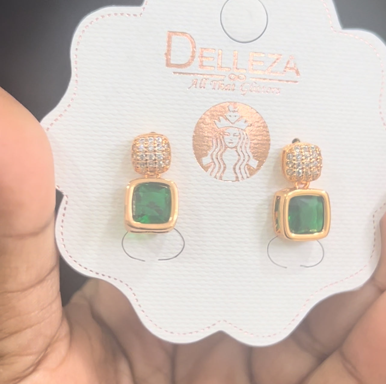 CZ green drop fancy studs