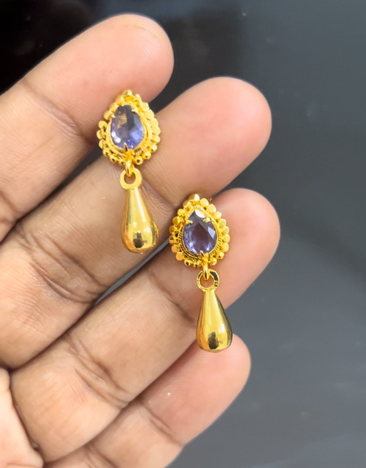 Purple stone screwback studs