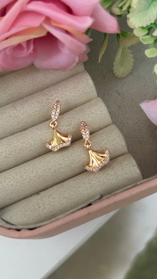 Geometric Fan Shaped CZ Earrings