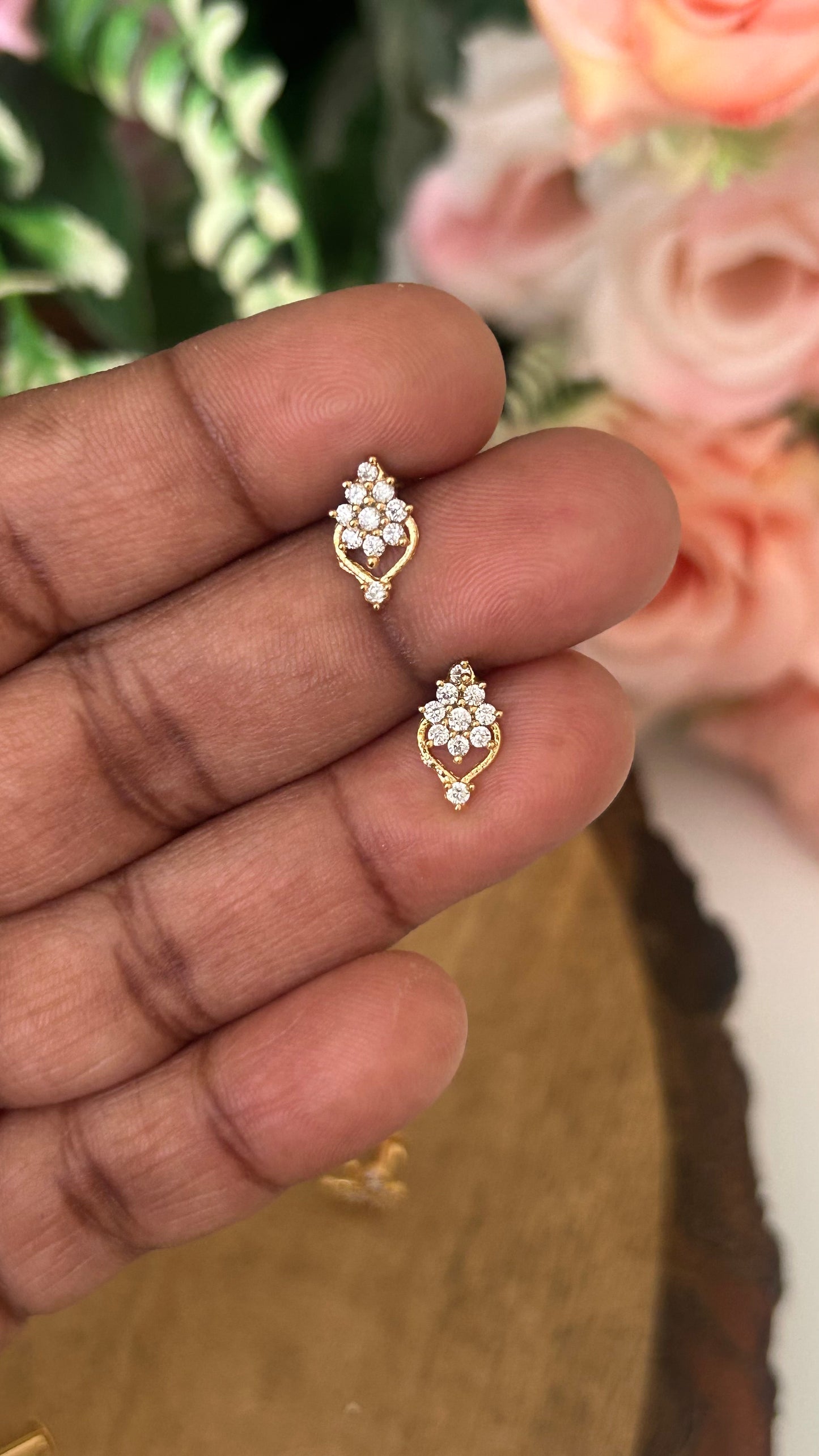 Minimal Floral Stud Earrings | Nose Screw Back | Delicate Daily Wear