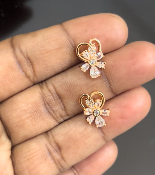 CZ curved flower stud