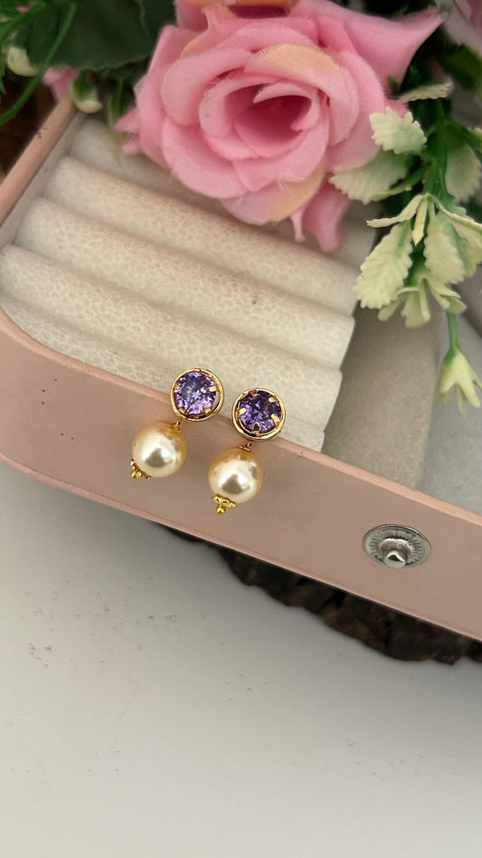 Panchaloha Stone Stud Earrings with Detachable Swarovski Pearl Drops