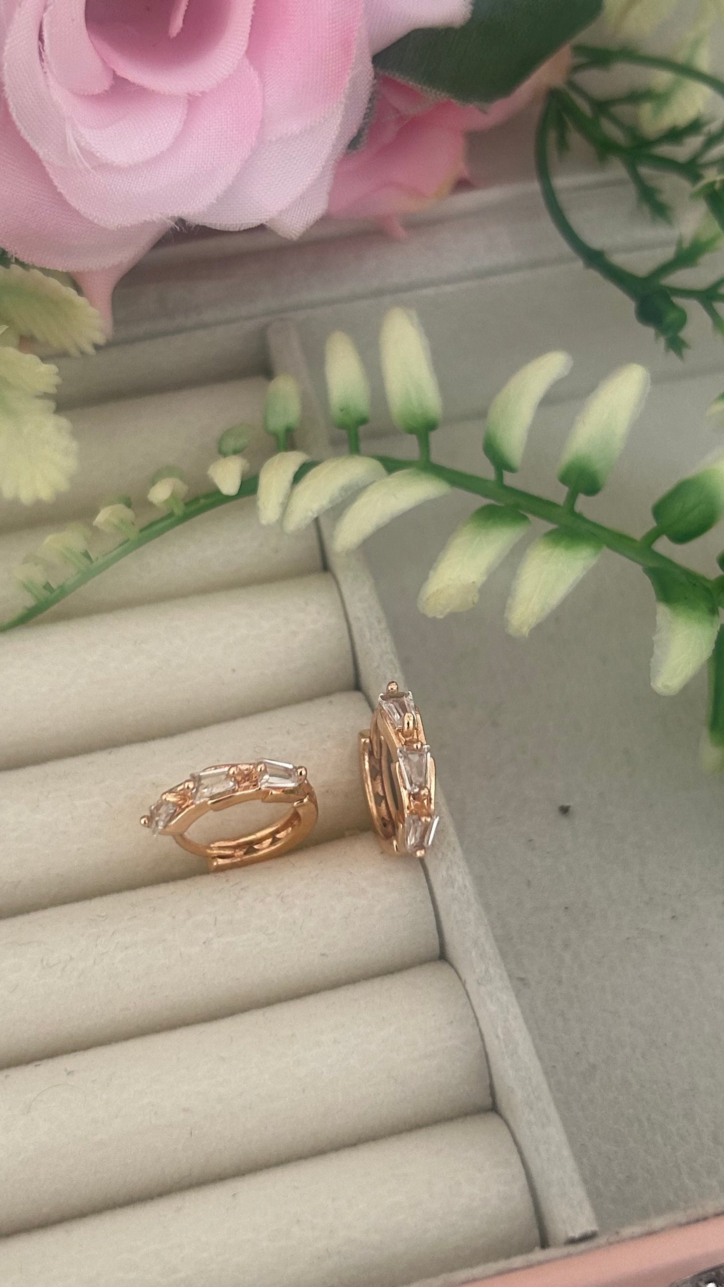 Baguette Cut CZ Hoop Earrings | Stylish-Mini Hoops