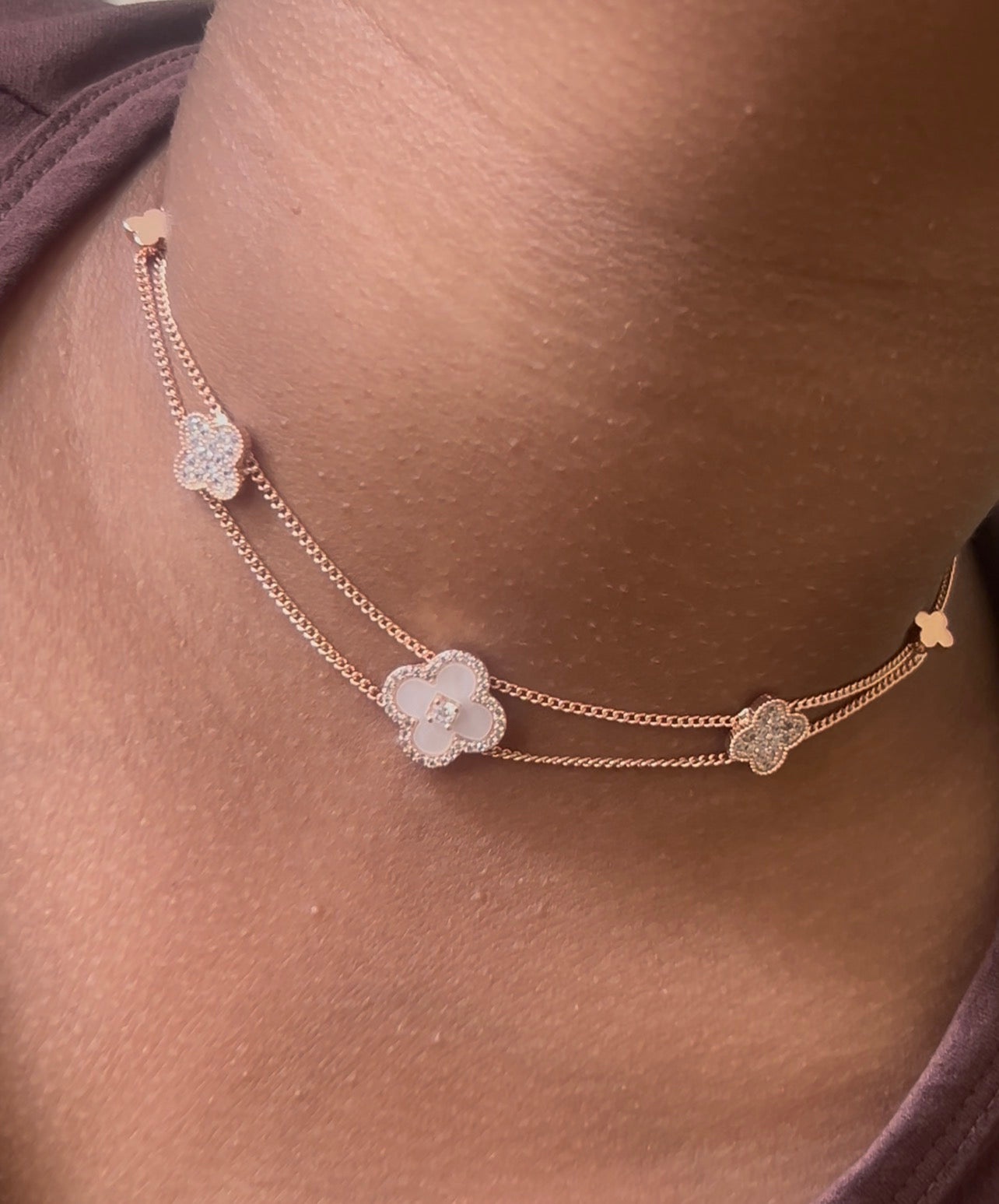 Stylish Rose Gold Finish Adjustable Choker Chain