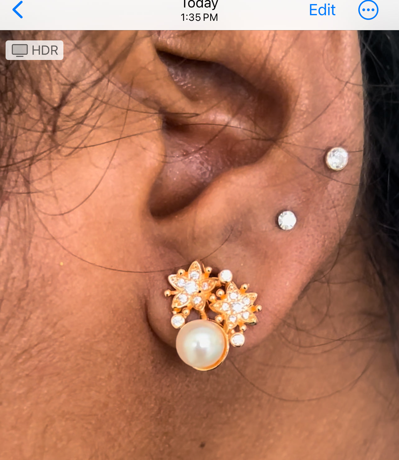 CZ flower stud with pearl