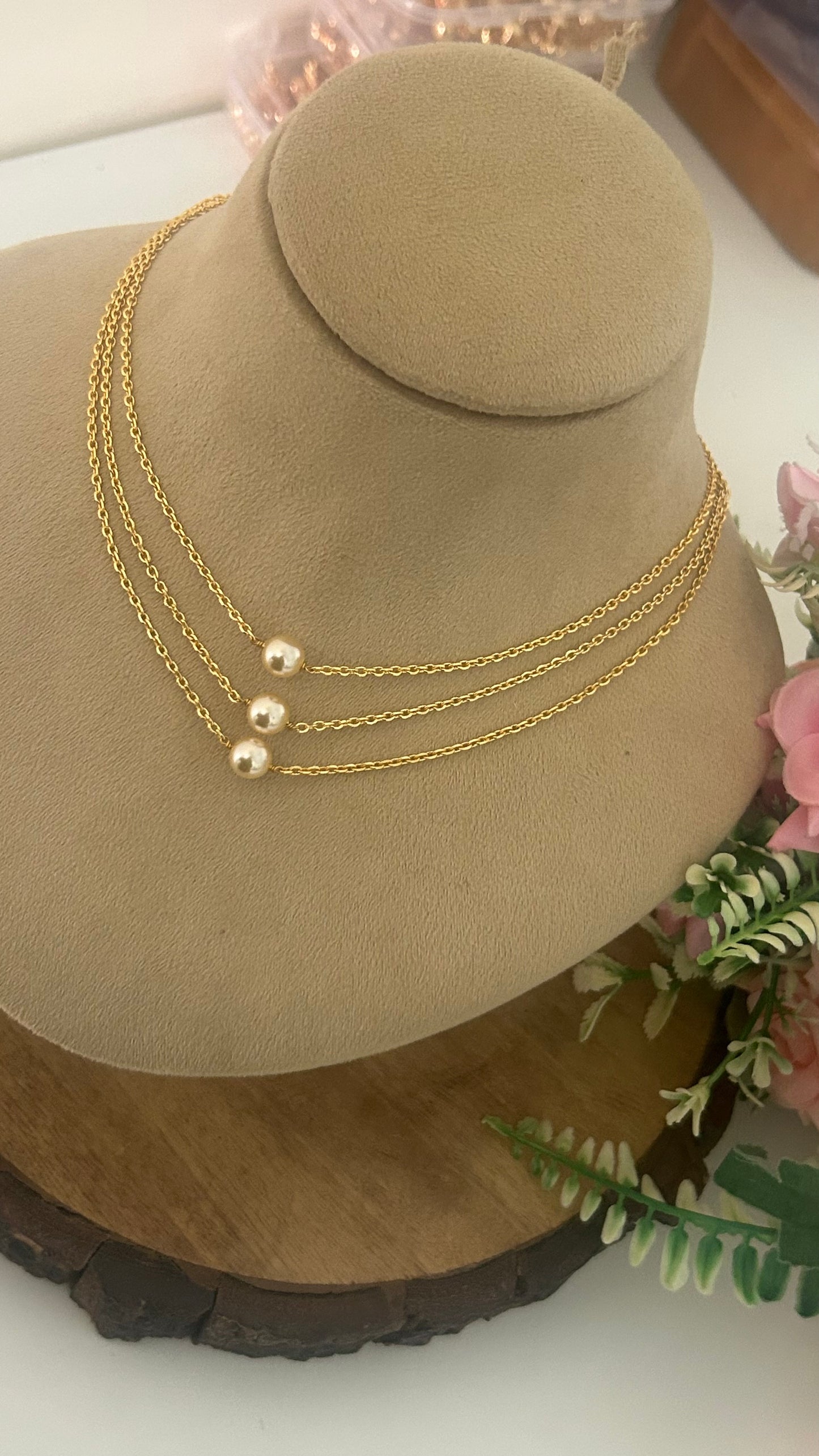 ✨ Swarovski Pearl Triple Layer Chain Necklace Set | Elegant Minimalist Pearl Jewelry for Women