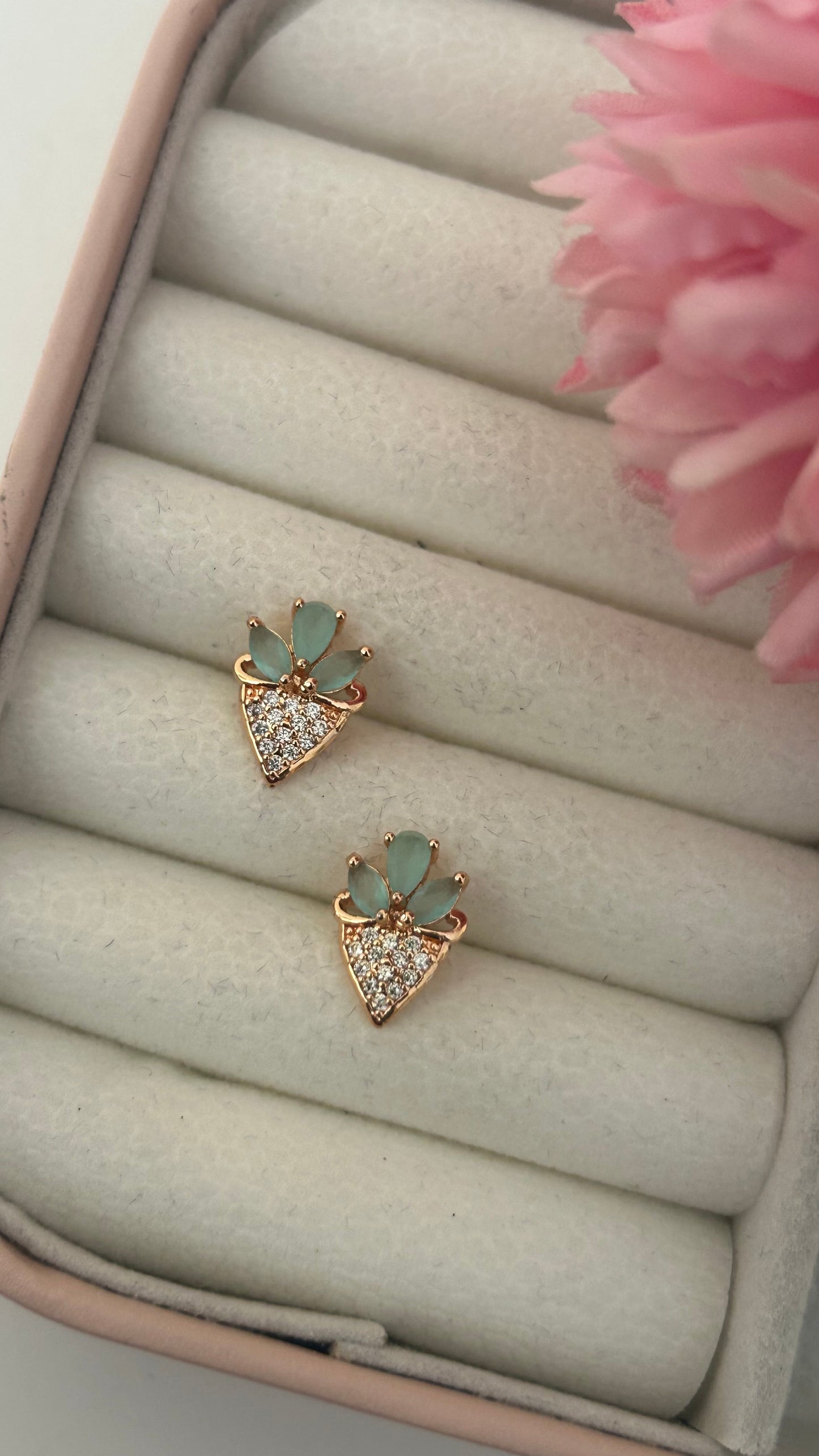 Pastel Leaf Design Stone Studs for Women