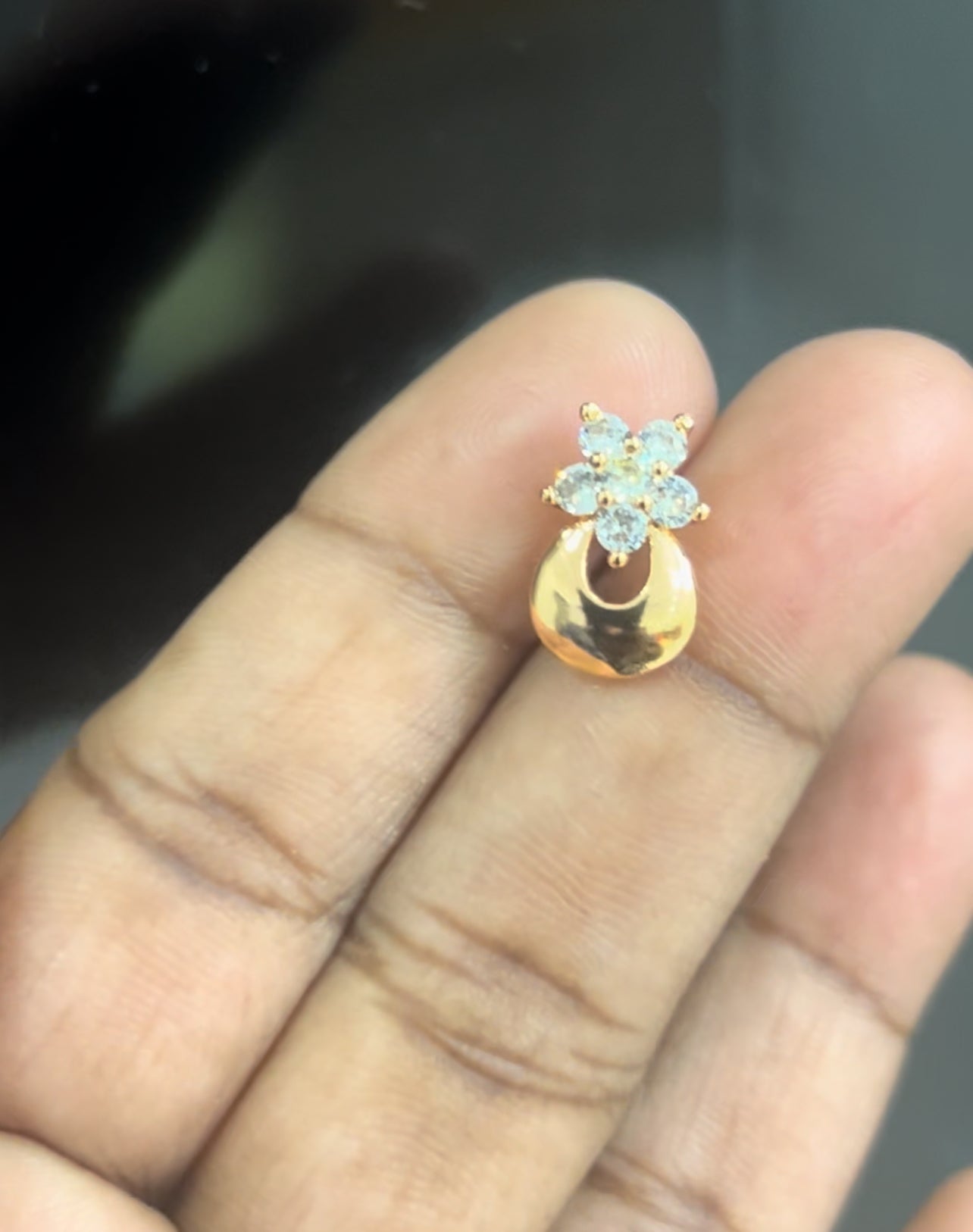 CZ flower with round shape stud