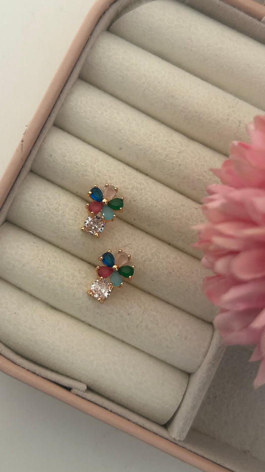 Cz Multicolor Crystal Inlay Studs for Everyday Glam"