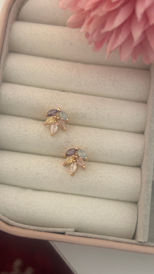 Cz pastel petal leaf stud