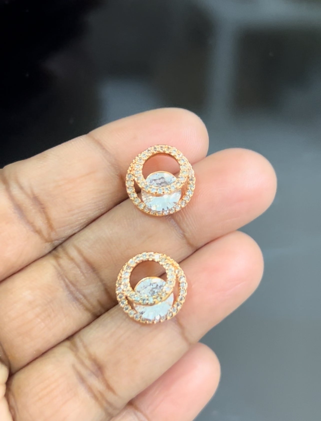 CZ White stone diamond replica studs