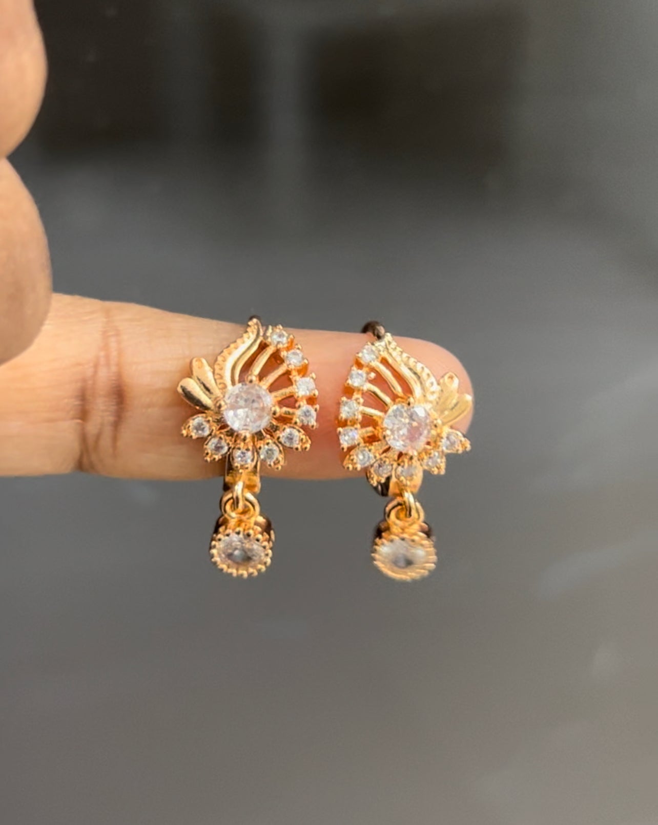 CZ Bali earrings with drops