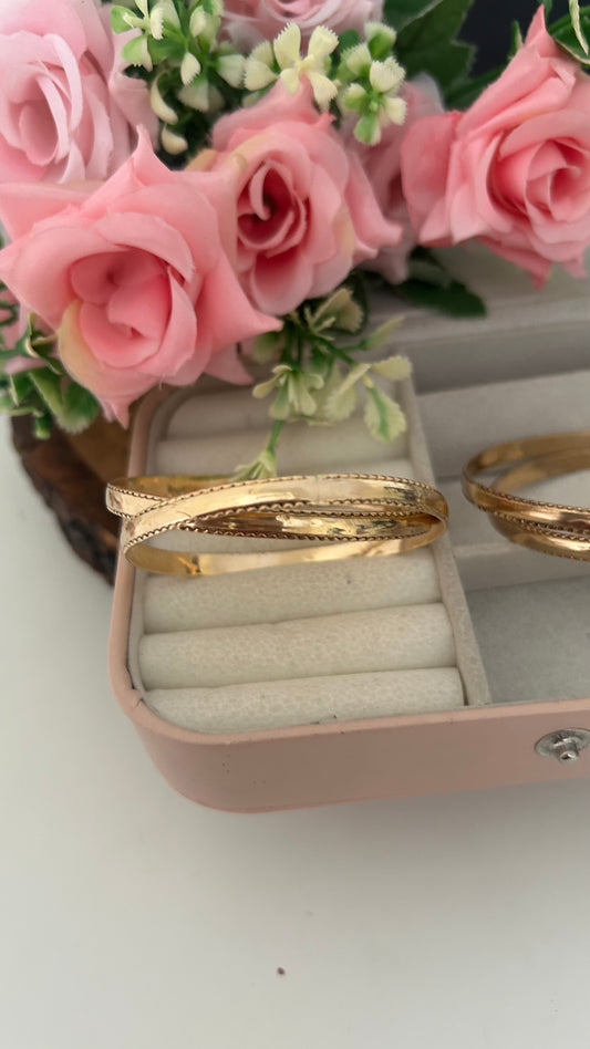 Classic Line-Pattern Panchaloham Unpolished Bangles – Traditional Handmade Pair of 2, Lightweight Design