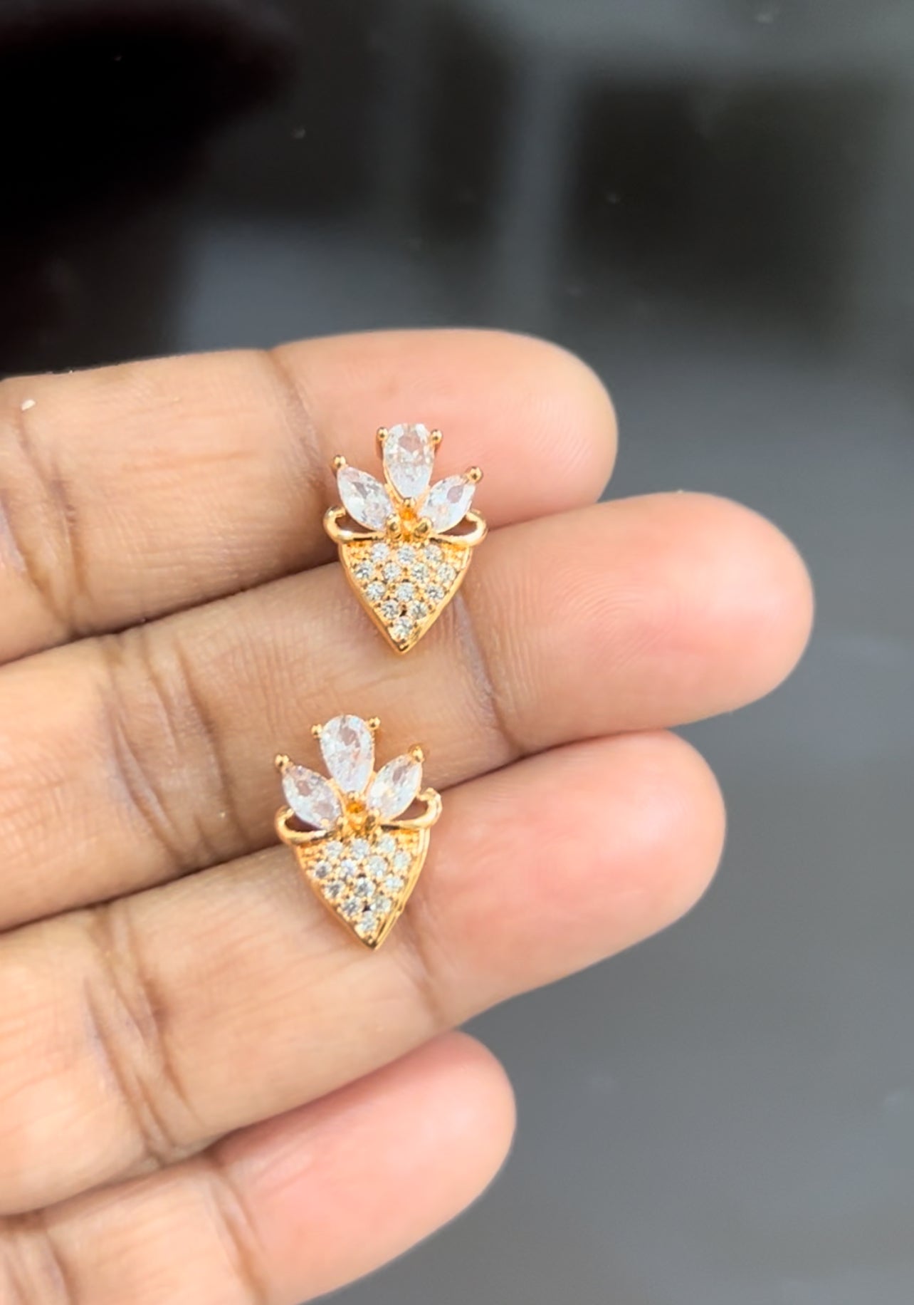 CZ coneshape studs in colour