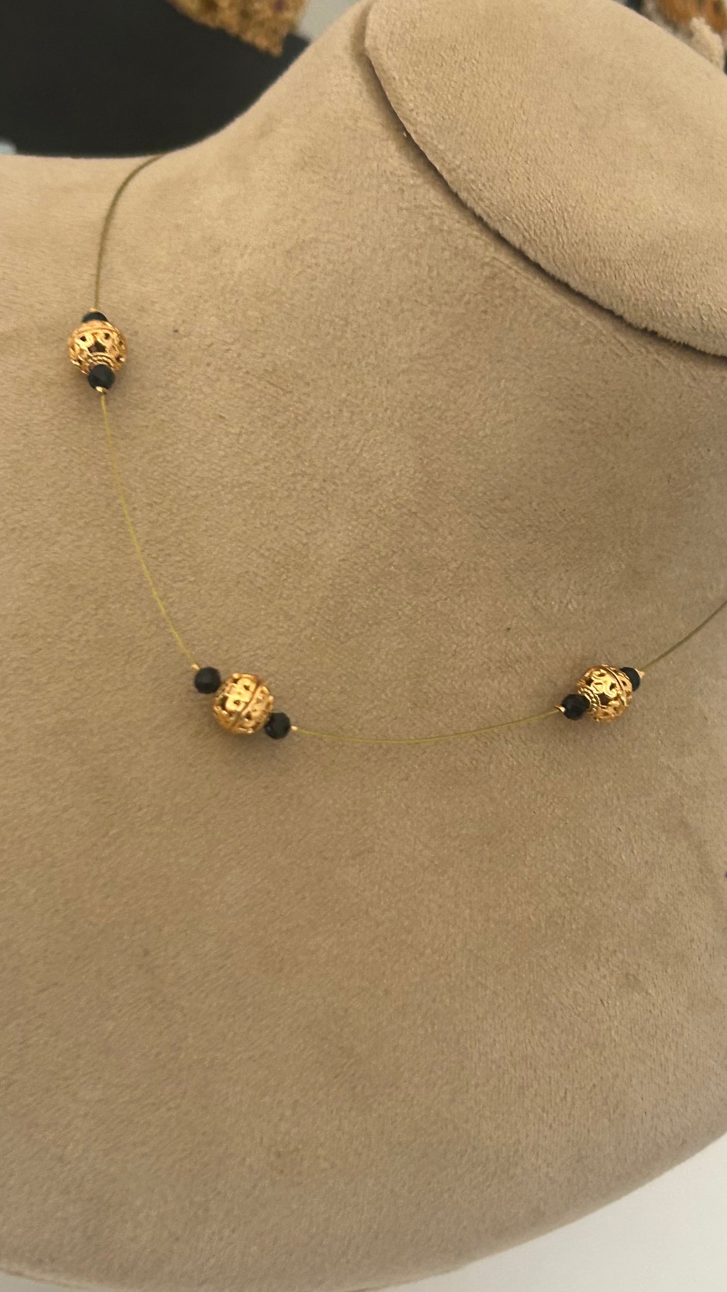 Invisible neck set with blackbead and nakshi ball