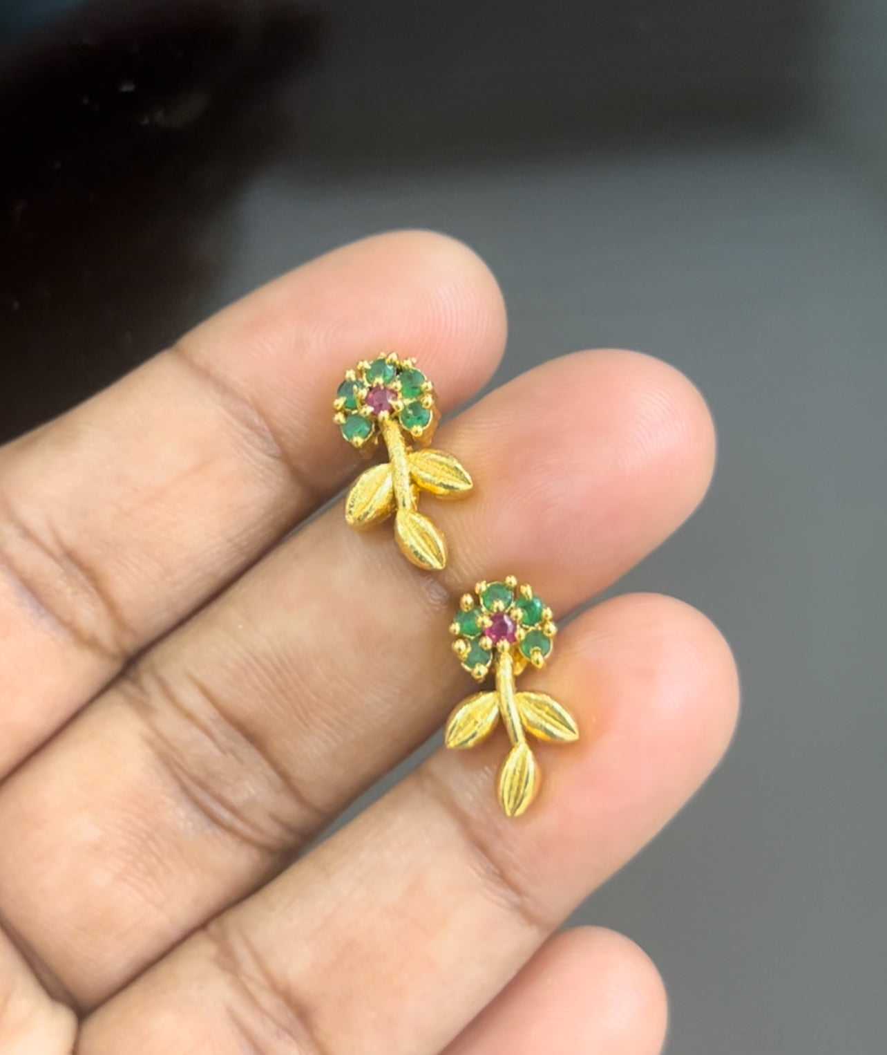 Flower with leaf screwback stud