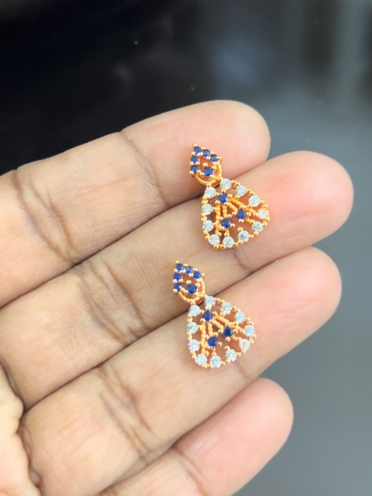 CZ full stones flower stud in colours