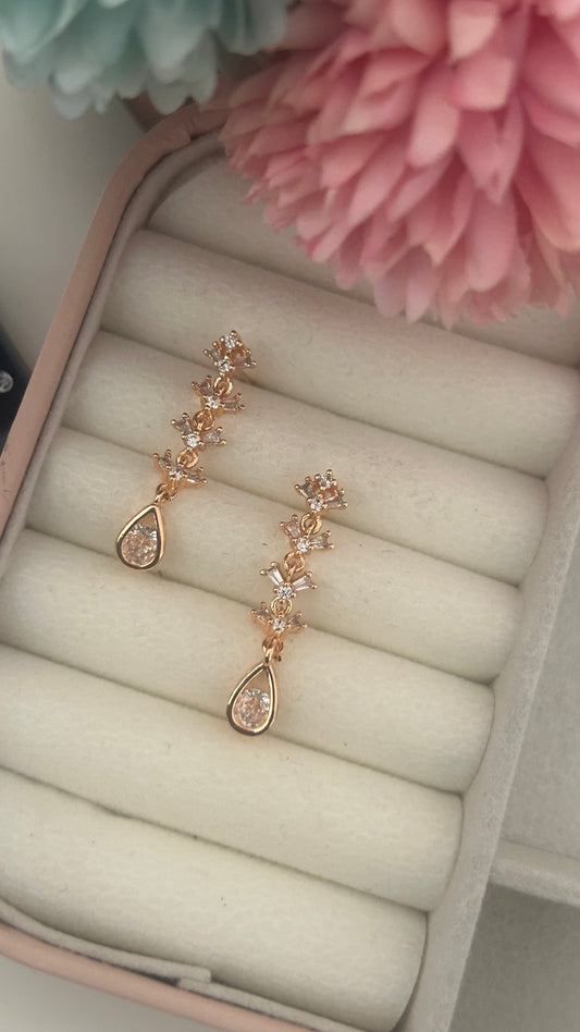 CZ hanging stud with drop