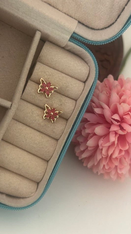 CZ butterfly studs in colours