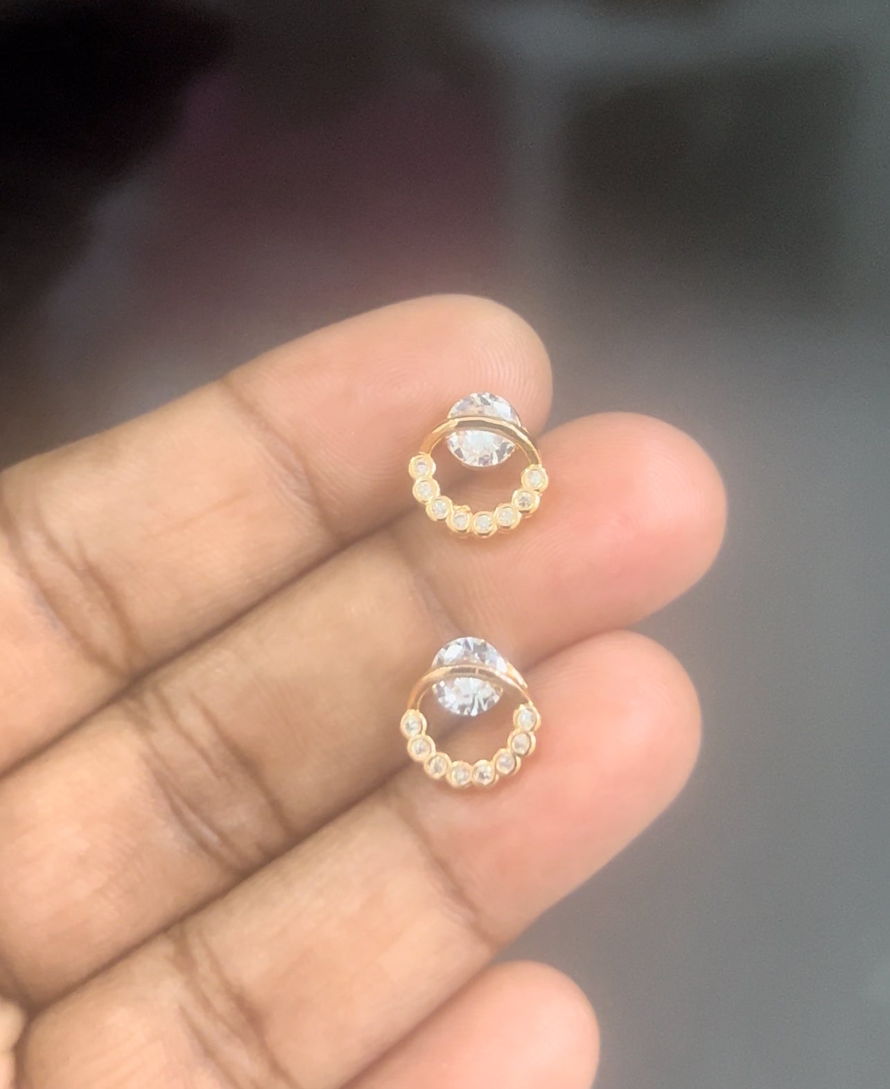 CZ small round shape full stones stud