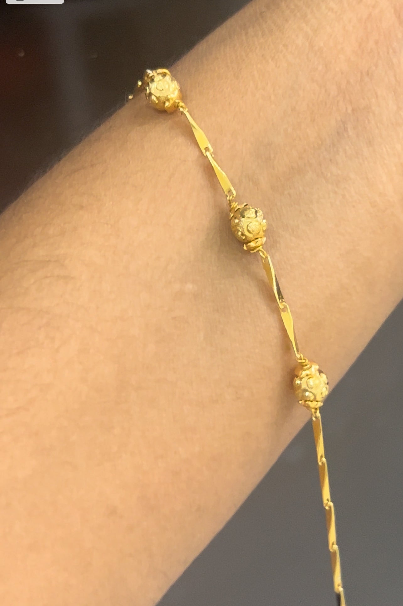 Gold Bracelet with Textured Beads