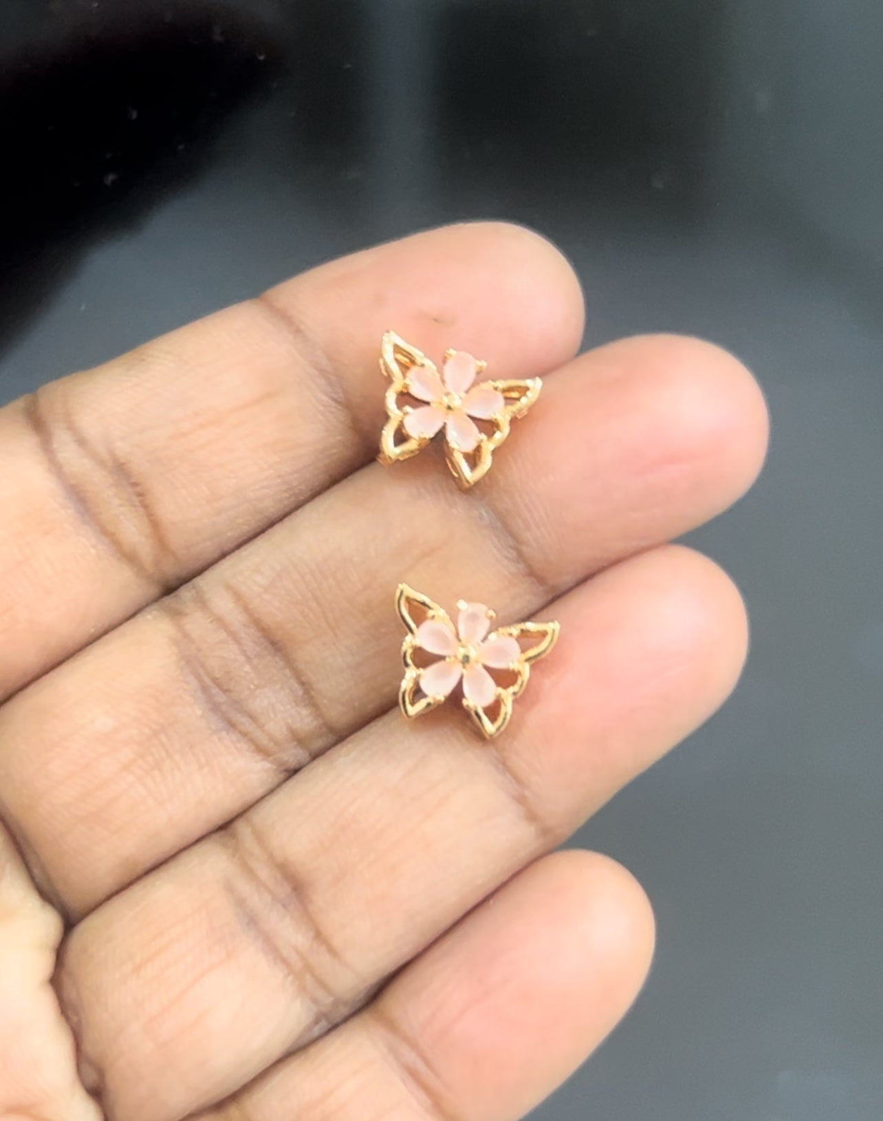 CZ butterfly studs in colours