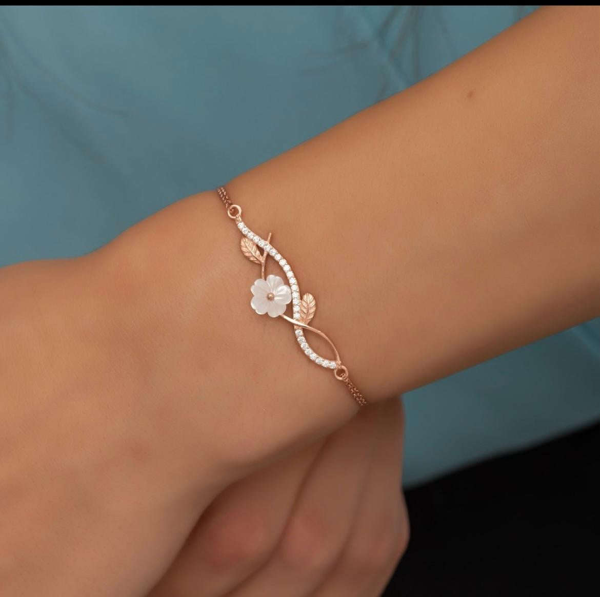 CZ fancy flower bracelet