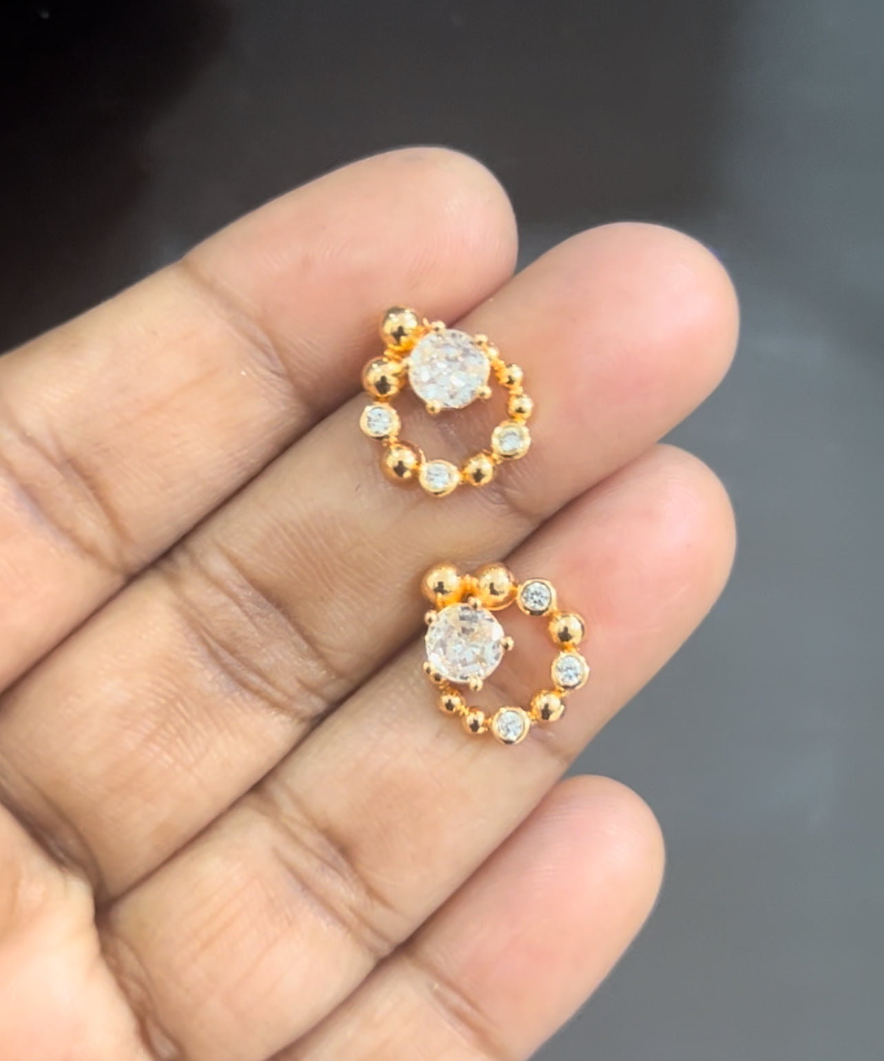 CZ small oval shape stud with white stone