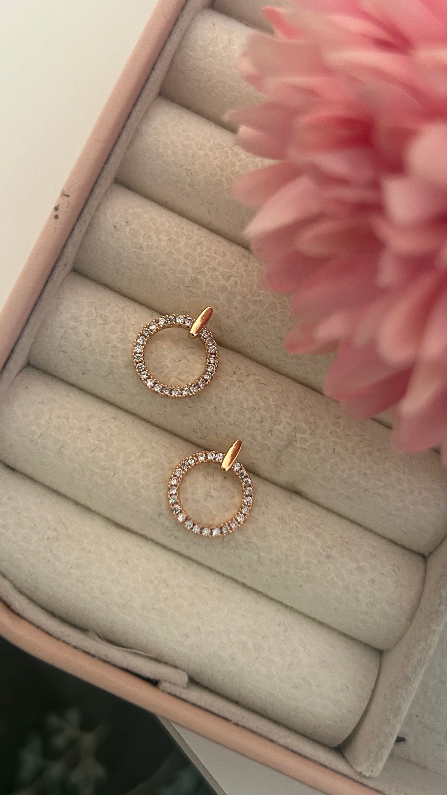 Gold Plated CZ Circle Drop Earrings – Elegant Round Hoops for Daily & Party Wear