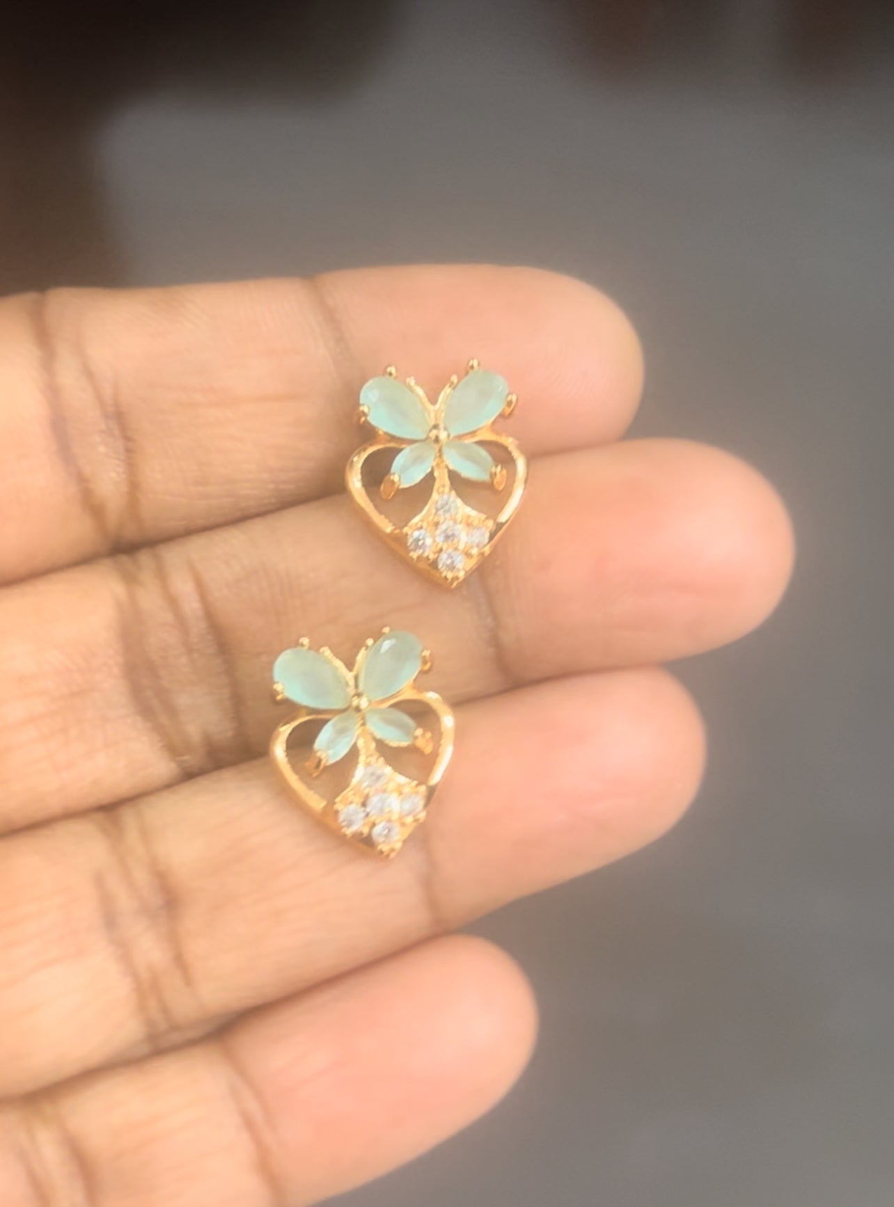 CZ colour studs in butterfly stud