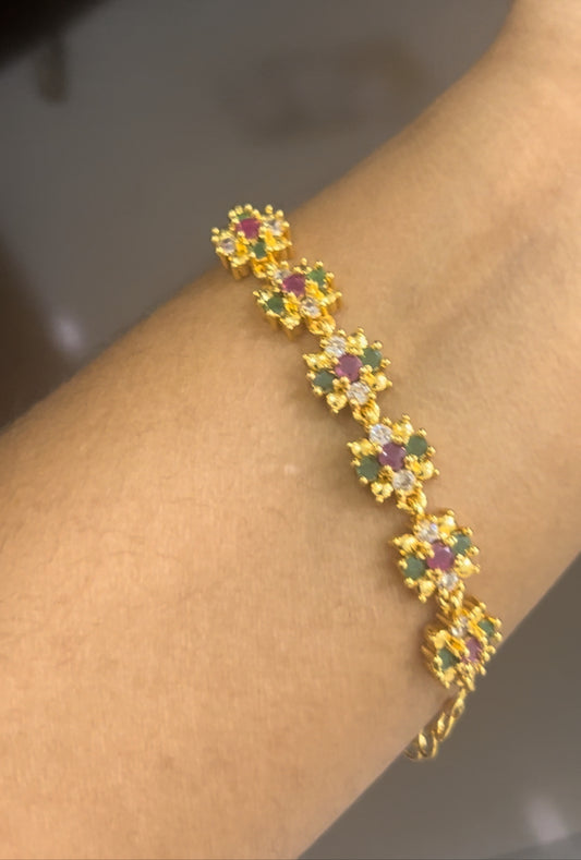 Gold plated flower bracelet