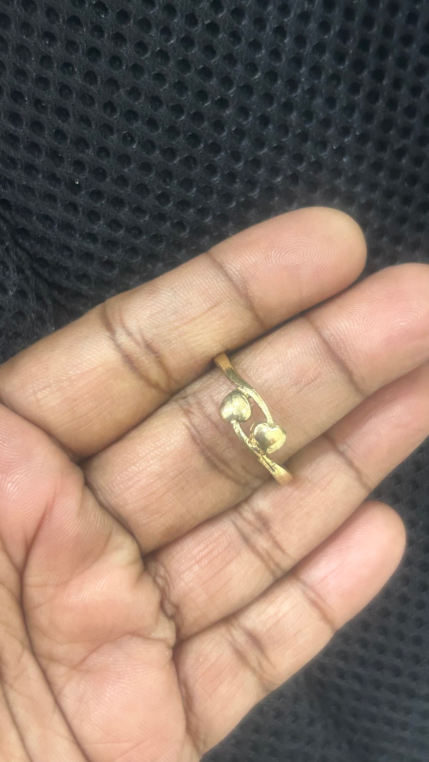 Traditional Panchaloham Dual Heart Ring – Unpolished Handmade Jewellery